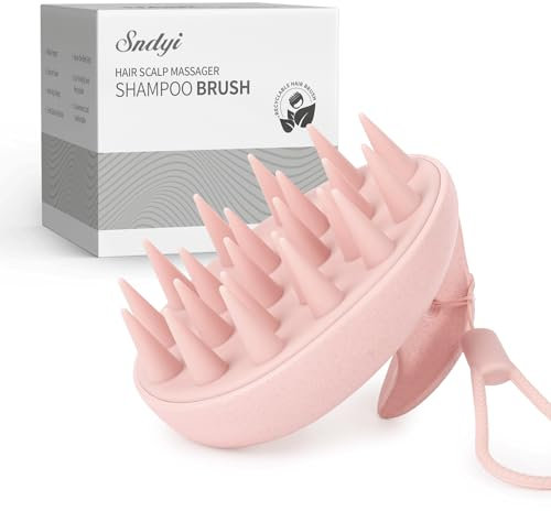 Sndyi Kopfhaut Massagebürste Shampoo Bürste, Kopfmassage Bürste mit Weichem Silikon, Weizenstroh Scalp Massager für Reduziert Schuppen und Stimulieren das Haarwachstum [Nass & Trocken], Pink