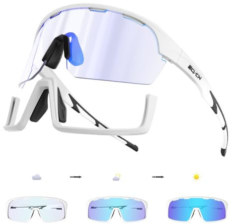 SCVCN Lunettes de cyclisme photochromiques pour hommes et femmes Lunettes de vélo de sport Monture TR90 Protection UV 400 S144