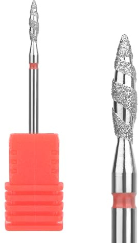 KADS Tornado Flame Diamant Nagelbohrer 3/32 Zoll Maniküre Fräser Drehfräser Zubehör Spiralnagelfräser Werkzeug (lange Flamme, fein)