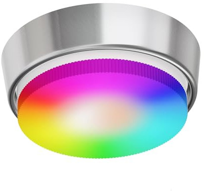 ledscom.de Aufbaurahmen INEL, chrom-matt. rund 90mm Ø + RGB Leuchtmittel warmweiß - kaltweiß (2900-6200)