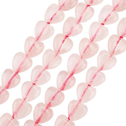 OLYCRAFT About 48Pcs Natural Rose Quartz Beads 9x9x4mm Heart Rose Quartz Beads 1mm Hole Undyed Gemstone Beads Energy Stone Loose Beads for Bracelet Necklace Earrings Jewelry Making DIY Crafting