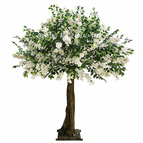 2,8x2,8 m/9,2x9,2 Pieds Grand Arbre de Fleurs de Cerisier Artificiel Plante de Simulation Arbre de pêcher Blanc Arbre à souhaits Fausse Fleur en Soie décor de Centre Commercial B-4x4m/13x13ft