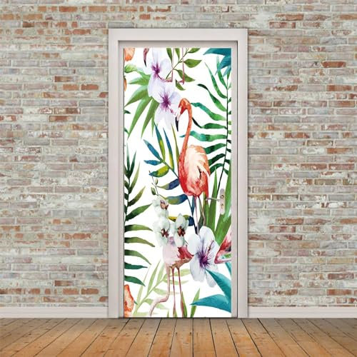TürPoster Blumen Vögel 3D Türaufkleber PVC Türfolie Türtapete Selbstklebend DIY Türbild für Küche Schlafzimmer Dekoration, 47.5x215cmx2pcs