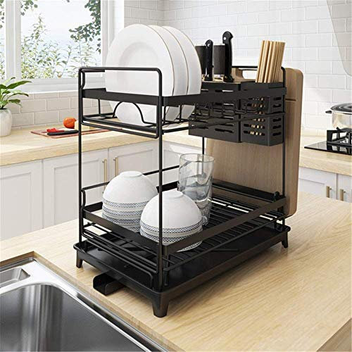 Escurreplatos Estantes para platos con escurridor Soporte para utensilios Juego de escurridor resistente de tamaño pequeño para encimera de cocina Escurridor de platos Rejilla de drenaje de cocina