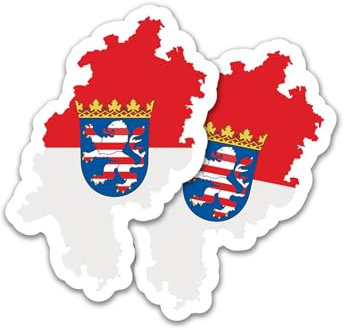 Finest Folia 2er Set Länder Silhouetten Aufkleber Länderaufkleber Bundesland Flagge Sticker für Auto Fahrrad Motorrad Modellblau selbstklebend wetterfest R215 (36 Hessen)