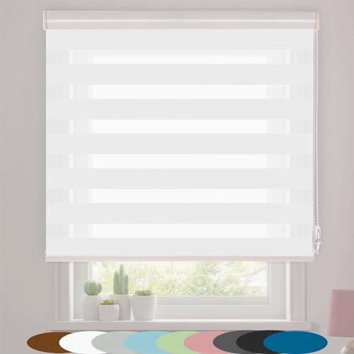 Estor Doble Klemmfix 90 x 240 cm Protección Solar y Privacidad Persiana Enrollable para Interiores Accesorios Completos para Salón, Cocina, Blanco