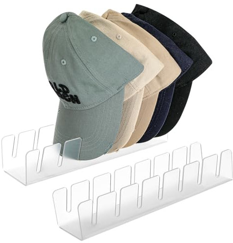 Kasanni 2 StüCk Cap Halter Acryl Kappenhalter Keine Installation Erforderlich Cap Organizer Fasst 14 Baseballkappen, Kappen Organizer FüR Schlafzimmer, KleiderschräNke, Kommoden und WäNde
