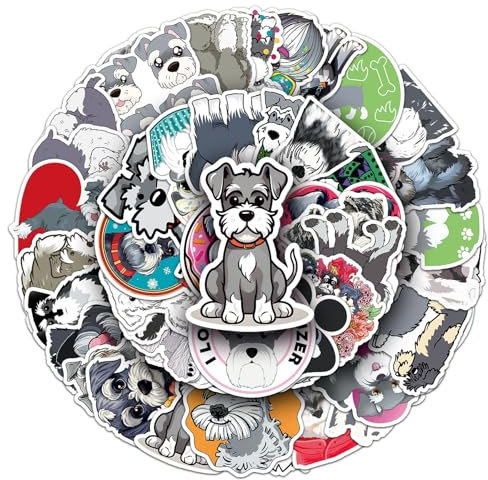 Bric Dodo 50 Stück Schnauzer Aufkleber Auto Laptop Telefon Gitarre Skateboard Motorrad Fahrrad Schnearry Stickers Set Vinyl Wasserdicht Aesthetic Aufkleber für Jugendliche Kinder Erwachsene