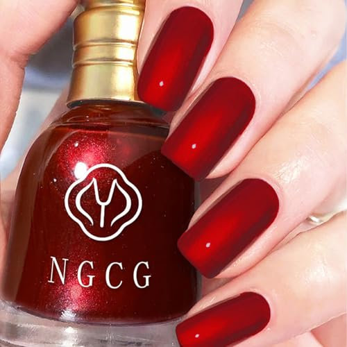 Dark Red Nail Polish - Quick Dry Wine Varnish - 15ml Breathable Burgundy Polish for French Manicure and DIY Decorations