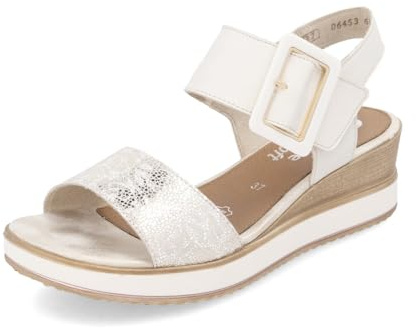Remonte Women's D6453 Wedge Sandals, Beige Combi 61, 5 UK