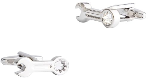 Fun Men's Cuff Links, Mens Cufflinks Silver Spanner Cuff Links Mens Simple for Tuxedo, Shirt, Business