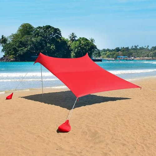 HipierFx Tente de Plage 2x2m 3x3m 4x4m avec 2 Poteau et Sacs Abris de Plage de Sable pour Protection Solaire