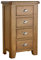 Home Source Assembled Oak Large Bedside Cabinet Nightstand, 4 Drawers, Metal Handles