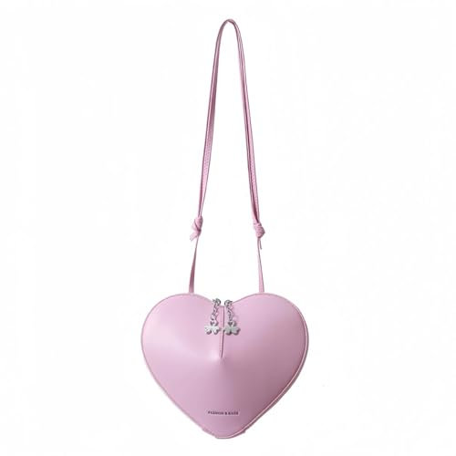 Borsa a forma di cuore per San Valentino, tracolla in PU, tracolla regolabile manualmente, regalo casual elegante, Rosa