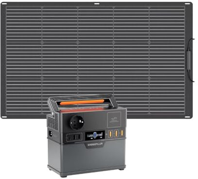 ALLPOWERS S300Plus Centrale Elettrica Portatile con Pannello Solare SF100 da 100W, 288Wh Generatore Solare Portatile, 300W (600W Picco) AC Uscita, UPS, Power Station per Campeggio, Emergenza