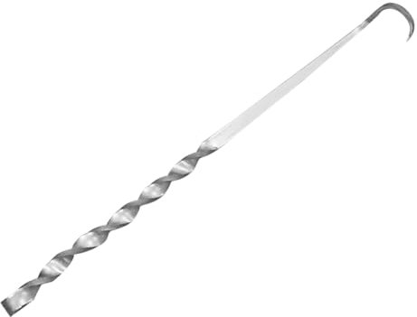 FGUUTYM BBQ Food Meat Hook Pigtail Food Stainless Steel BBQ Meat Turner Hook for Grilling Frying Pan Right-Handed 16 Rotisserie Stainless Steel (Black, One Size)
