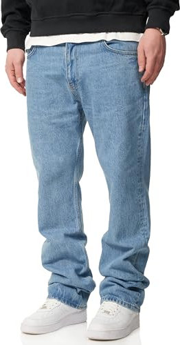 behype. Herren Jeans Straight-Fit Jeanshose 100% Baumwolle Denim Hose Used Look Men's DC_JN-245-Light Blue-W34
