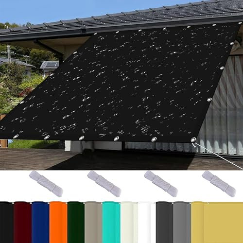 Voile Ombrage Rectangulaire 1 x 3.8 m UV Protection avec Oeillets Tissu Polyester Multi Couleur et Taille Toile Solaire Voile pour Piscine Voitures Camping Patio, Noir