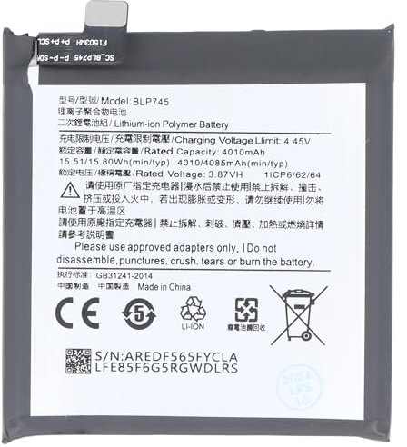 Akku kompatibel mit OnePlus 7T Pro, Li-Polymer, 3,87V, 4085mAh, 15,8Wh, ohne Werkzeug