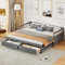 FEZTOY Ausziehbares Schlafsofa 90/180x200 cm, Tagesbett mit Schubladen und Lattenrosten, Kiefernbett mit Stauraum, Daybett Gästebett, Grau