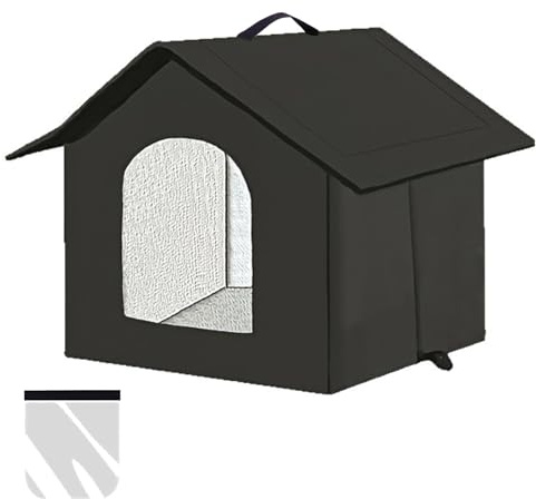 Katzenhaus Outdoor, Katzenhöhle für Draußen, Katzenhaus Für Draußen Winterfest Wasserdicht, Kombiniert isolierte Aluminiumfolie Mit abnehmbarem Transparentem Vorhang (M, Schwarz-1)