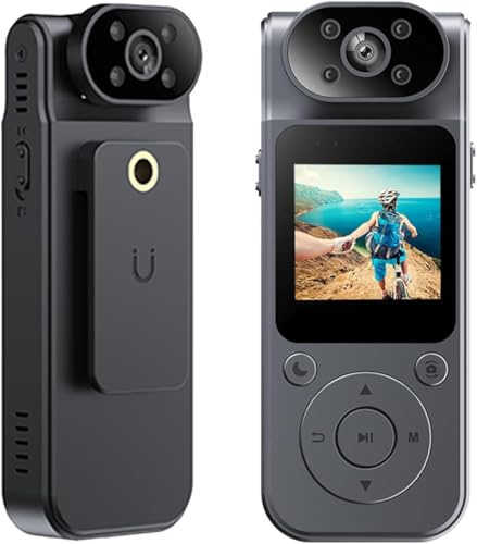 Körperkamera Ultraklar, WLAN-Verbindung, Back-Clip-Typ Bodycam mit 180° Drehbarem Objektiv, EIN-klick-Fotoaufnahme und Videoaufnahme Körperkamera Für Draußen, Geeignet für Outdoor, Radfahren, Vlog