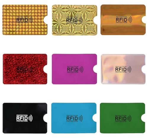 xiluuyou 9 Pcs Bloqueo RFID para Tarjetas de Crédito, Colorido Soporte para Tarjetas RFID, Protección para Tarjetas De Crédito Sin Contacto para Mujeres y Hombres