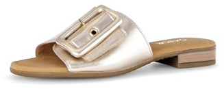 Gabor Damen Pantoletten, Frauen Clogs, Pantoletten,bequemlichkeit,extra,fersen-Riemen,gefuettert,gesundheits-Schuhe,Puder (Gold),44 EU / 9.5 UK