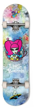 Little Boards Cosmic Kinder Skateboard, für Anfänger und Fortgeschrittene, 7.3 Zoll, mit Loco Wheels 52mm, für Kinder 8-11 Jahre