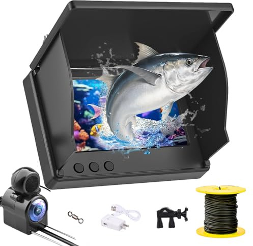 Fishfinder, Unterwasserkamera Angeln mit 220° HD Kamera | IP67 Fish Finder Kamera mit 4.3 Zoll IPS Display und 30m Kabel, Tragbarer Fishfinder für Meeresangeln Fluss Angeln Eisfischen