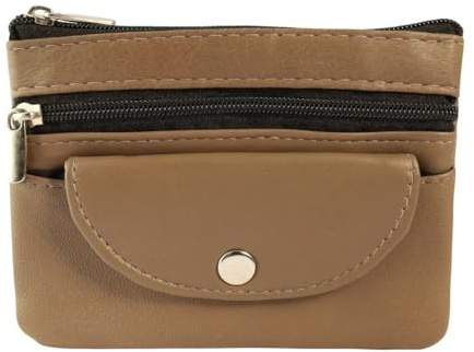 Excellanc Geldbörse für Unisex aus Leder in Braun, Geldbeutel mit Reißverschluss in 8 x 11,8 x 1 cm