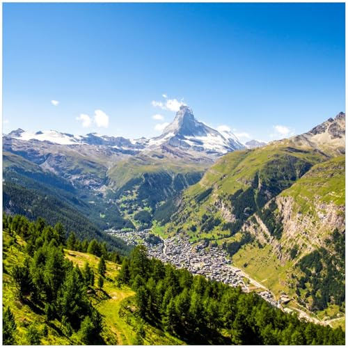 Wallario Glasplatte, Schutzplatte 55 x 55 cm - geeignet für IKEA Lack Tisch, für Beistelltisch/Couchtisch, Sommerliches Alpenpanorama