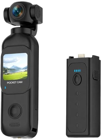 VITUZONE Vlogging Camera with 270° Rotating Lens, Portable 64GB Pocket Body Camera, Handheld POV Camera with Touch Screen, Battery Handle for Travel and Daily Use