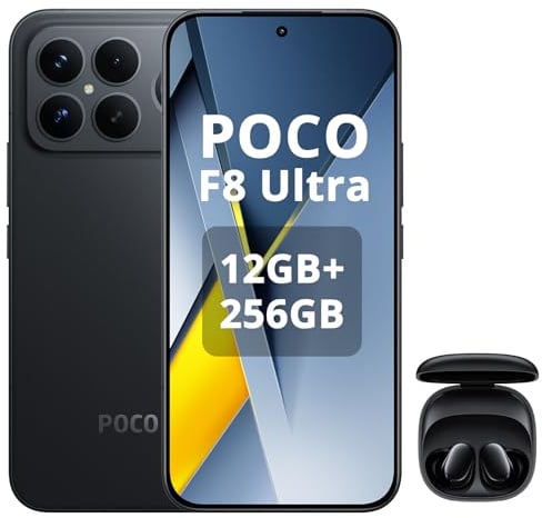 XIAOMI POCO F8 Ultra 12+256GB Smartphone,Snapdragon 8 Elite Gen 5, Display AMOLED da 6,85 pollici a 120Hz, Ricarica Hypercharge da 100W e Wireless da 50W,Nero,incluso cuffie smart incluse nero