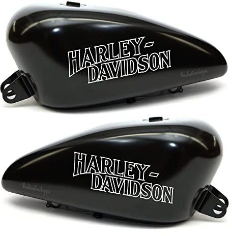 2 Adesivi Stickers Worldcustom compatibili con Harley Davidson da Serbatoio Moto Custom (SPECCHIO ARGENTO 8 LITRI)
