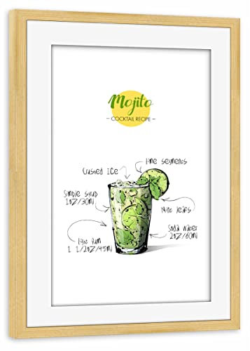 artboxONE Poster mit Rahmen Kiefer 30x20 cm Cocktail Mojito von Arman Akopyan - gerahmtes Poster