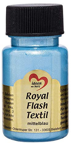 Ideen mit Herz Royal Flash Textil, Glitzer-Metallic-Farbe | hochdeckend, cremige Textilfarbe auf Wasserbasis | für helle und dunkle Textilien | 50 ml (mittelblau)