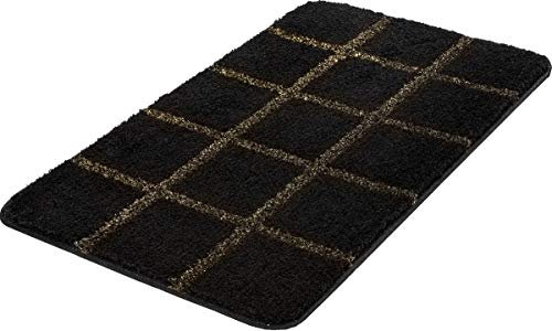 Kleine Wolke Badteppich Grid, Schwarz-Gold 60x100 cm schwarz