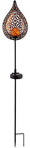 GLOBO LED Solar Lampe Flammen Optik Glas Kugel Steck Strahler gold Garten Erdspieß Lampe 33531