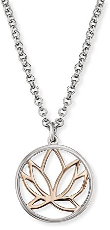 Engelsrufer Damen-Halskette mit plattiertem Lotusblumen Motiv, Roségold verziert, aus 925er Sterlingsilber, Karabiner-Verschluss, Länge 44 cm, ERN-LILLOTUS-BICOR