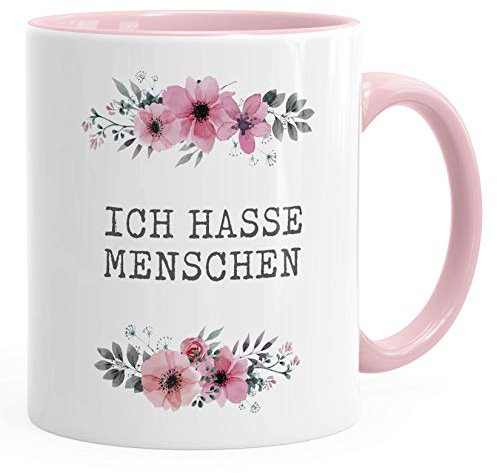 Tasse Kaffeetasse Teetasse Keramiktasse MoonWorks® Ich hasse Menschen rosa unisize