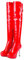MISSUIT Damen Lack Plateau Overknee Stiefel High Heels Stiefel Stiletto Reißverschluss Schnallen Herbst Winter Boots(Rot,43)