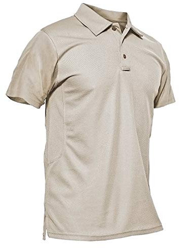KEFITEVD Mens Golf Polo Shirts Lightweight Qucik Dry Tees Summer Breathable Shirts Short Sleeve Casual Tops,Khaki,2XL