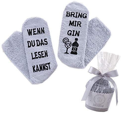 Lucadeau Geschenk für Frauen zum 20. 30. 40. 50. Geburtstag, WENN DU DAS LESEN KANNST, BRING MIR GIN, Geburtstagsgeschenke für Freundin Schwester Mama, Frauen Geschenk zum Weihnachten (Grau)