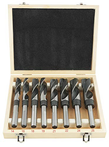 lyrlody 8 Stück HSS Spiralbohrer Set groß wärmebehandelt Industrie, Bohrer-Set mit 8 verschiedene Größen, 14 mm, 16 mm, 18 mm, 19 mm, 21 mm, 22 mm, 24 mm, 25 mm