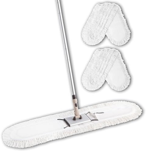 Eyliden Mocio professionale industriale da 91,4 cm, in cotone, con manico telescopico, strumento per la pulizia dei pavimenti per casa, centro commerciale, hotel, ufficio, garage (bianco, 91,4 cm)