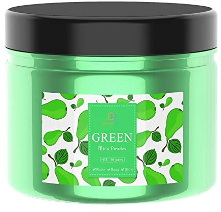 Epoxidharz Farbe, Metallic Seifenfarbe - 60g Grün Pulver Pigment für die Epoxy Resin Farbe, Seifenherstellung, Mica Powder Farbpigmente - Harz Pigmentpulver Farben für Epoxidharz, Slime, Lipgloss