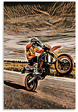 ZUNZUN Supermoto Wheelie.webp Leinwand Kunst Poster und Wandkunst Bilddruck Moderne Familienzimmer Dekor Poster 24x36inch(60x90cm)