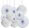 Vsosfiza Dekoration Weiß, Hängender Pompons und Fächer aus Papier für Hochzeit, Geburtstag, Party (10 Stück)