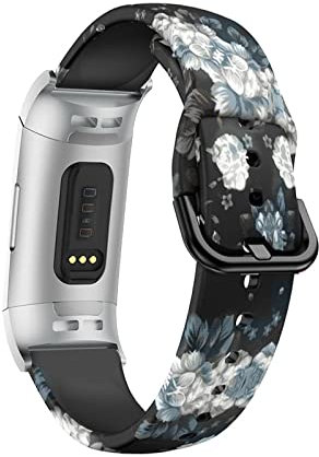 Sport Armbänder Für Fitbit Charge 3 Armband/Fitbit Charge 4 Silikon Ersatzband Für Damen Herren Armband mit Kompatibel mit Fitbit Charge 3 Armband/Fitbit Charge 4 (Blumen3)